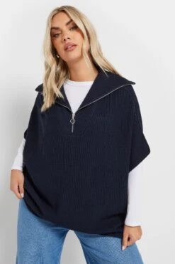 YOURS - Pull En Maille Bleu Marine Manches Courtes -Evans Boutique 20fca5a9 d1d9 48 280447 B