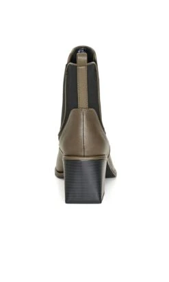 Evans Khaki Pull On Heeled Chelsea Boot -Evans Boutique 211042KHAKI 3