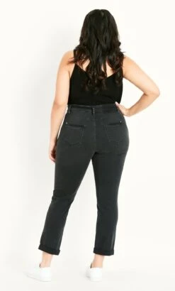 Evans Black Washed Girlfriend Jeans 12 Evans Black Washed Girlfriend Jeans -Evans Boutique 211468BLACK 2