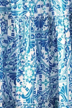 EVANS Curve Blue Tile Print Tiered Maxi Skirt 16 EVANS Curve Blue Tile Print Tiered Maxi Skirt -Evans Boutique 211d8378 a588 4c 615380 P3