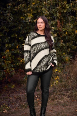 EVANS Curve Black Animal Print Fluffy Knitted Jumper