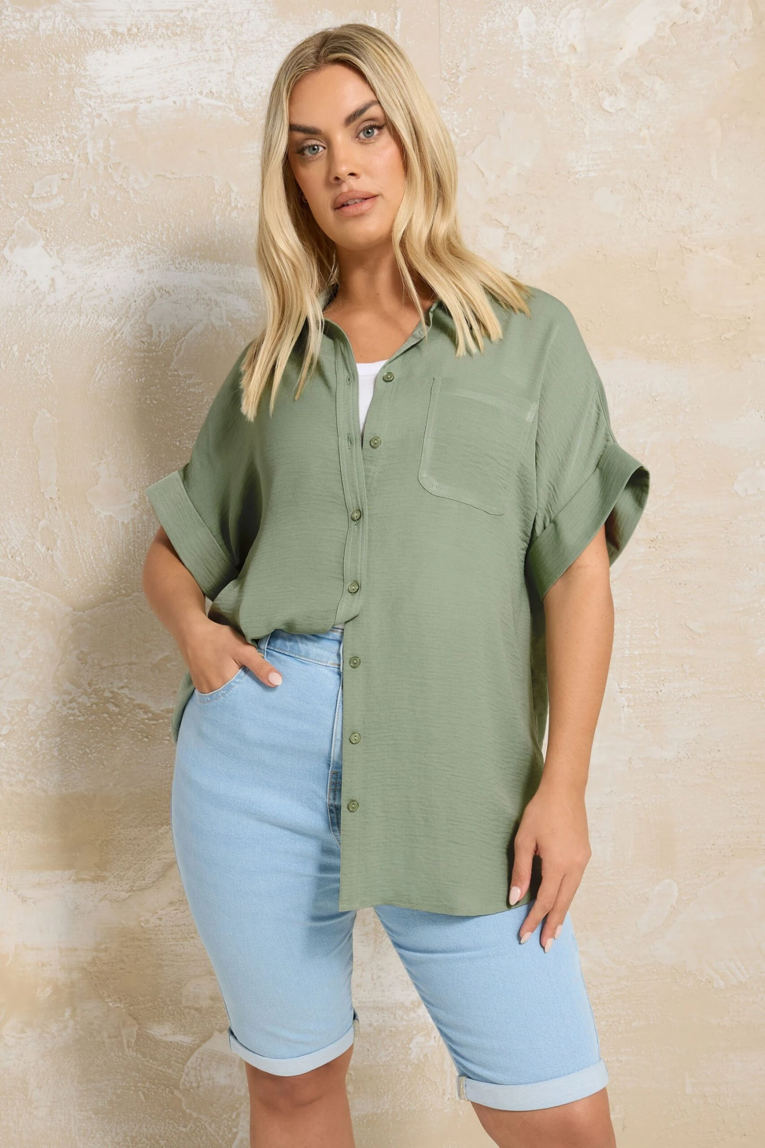 YOURS - Chemisier Oversize Boutonné Vert 3 YOURS - Chemisier Oversize Boutonné Vert