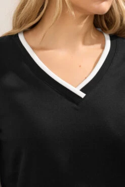 LTS Tall Black Contrast Ribbed Trim Sweatshirt -Evans Boutique 212f1487 ad30 48 356173 D