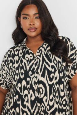 YOURS - Chemisier Plissé Noir & Crème Design Abstrait 12 YOURS - Chemisier Plissé Noir & Crème Design Abstrait -Evans Boutique 214a5873 3a16 4f 303684 E