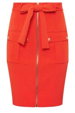 STAR Orange Zip Detail Belted Skirt 13 STAR Orange Zip Detail Belted Skirt -Evans Boutique 215d2123 e3d6 49 110845 X