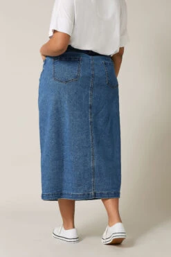 EVANS Curve Blue Button Through Denim Maxi Skirt 12 EVANS Curve Blue Button Through Denim Maxi Skirt -Evans Boutique 2184a9f0 795e 4d 615846 D