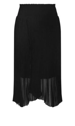 Evans Black Pleated Chiffon Midi Skirt -Evans Boutique 218547BLACK 6