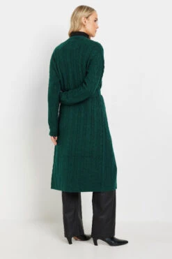 LTS Tall Emerald Green Cable Knit Midi Cardigan -Evans Boutique 21abf904 5efa 48 353835 C