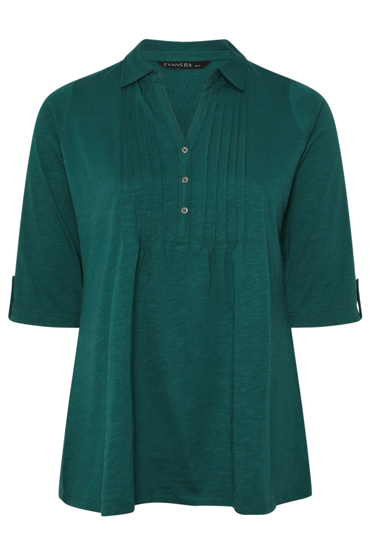 EVANS Curve Teal Green Pintuck Henley Top 7 EVANS Curve Teal Green Pintuck Henley Top – Image 5