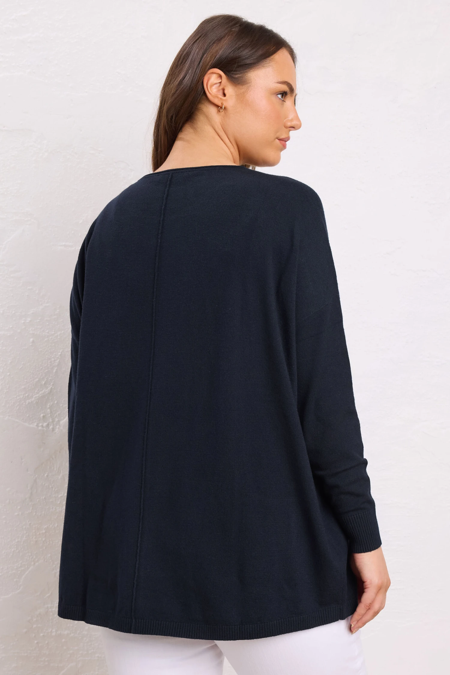 EVANS Curve Navy Blue Soft Touch Front Seam Jumper 6 EVANS Curve Navy Blue Soft Touch Front Seam Jumper – Image 4