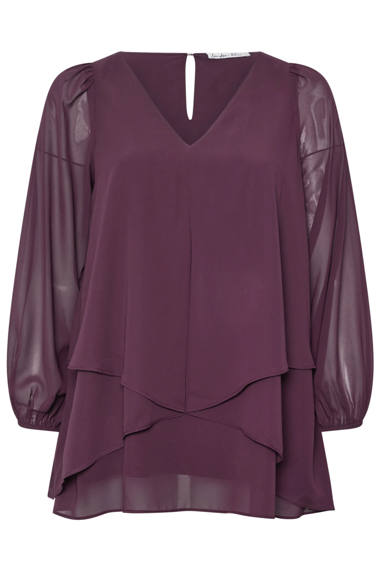 YOURS LONDON Curve Chemisier Violet Foncé à Col En V Superposé 7 YOURS LONDON Curve Chemisier Violet Foncé à Col En V Superposé – Image 5