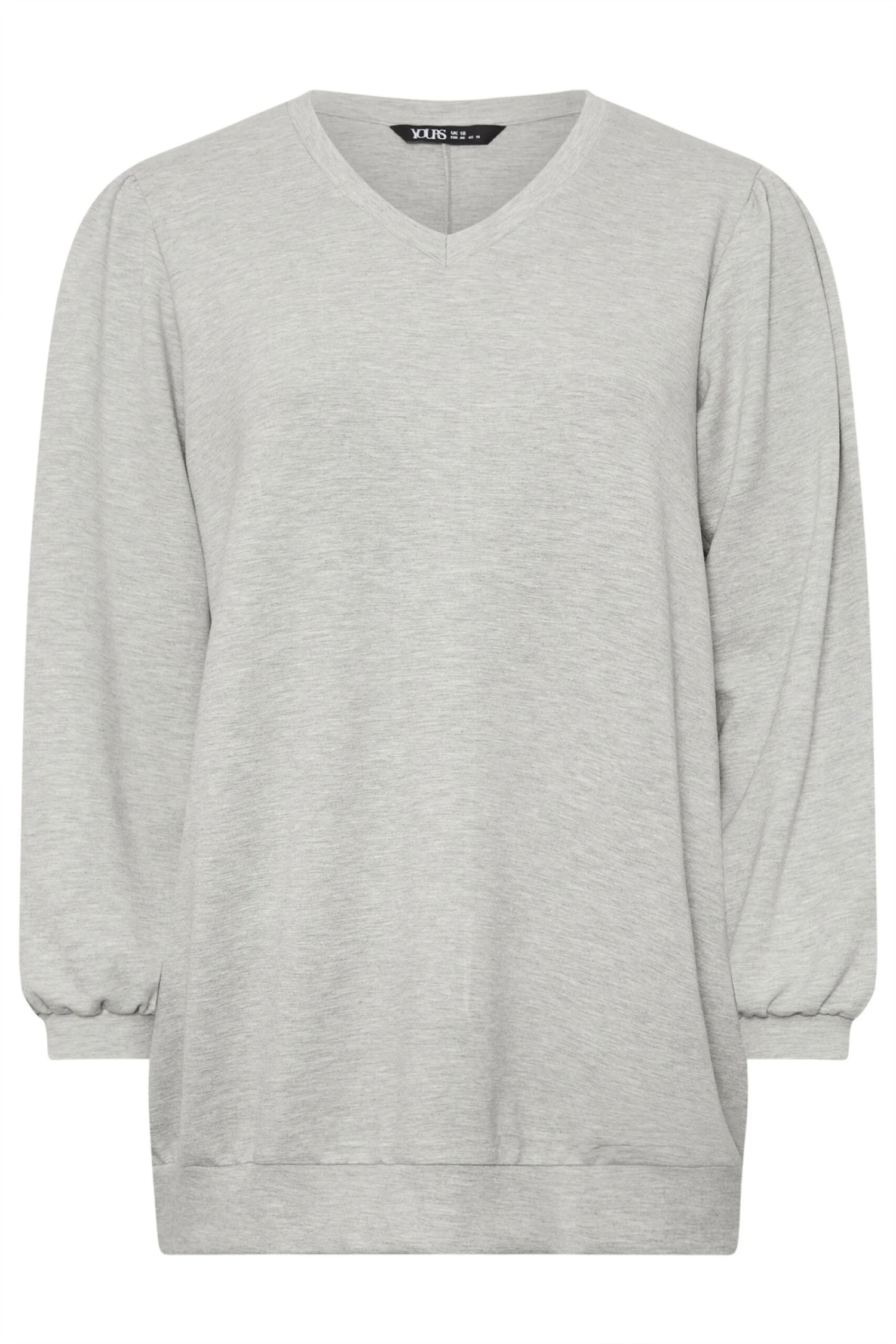 YOURS - Sweatshirt Gris Encolure En V Manches Longues En Jersey 7 YOURS - Sweatshirt Gris Encolure En V Manches Longues En Jersey – Image 5