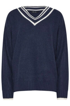 LTS Tall Navy Blue Contrast V-Neck Jumper 13 LTS Tall Navy Blue Contrast V-Neck Jumper -Evans Boutique 23ac538c 2dda 46 356368 X