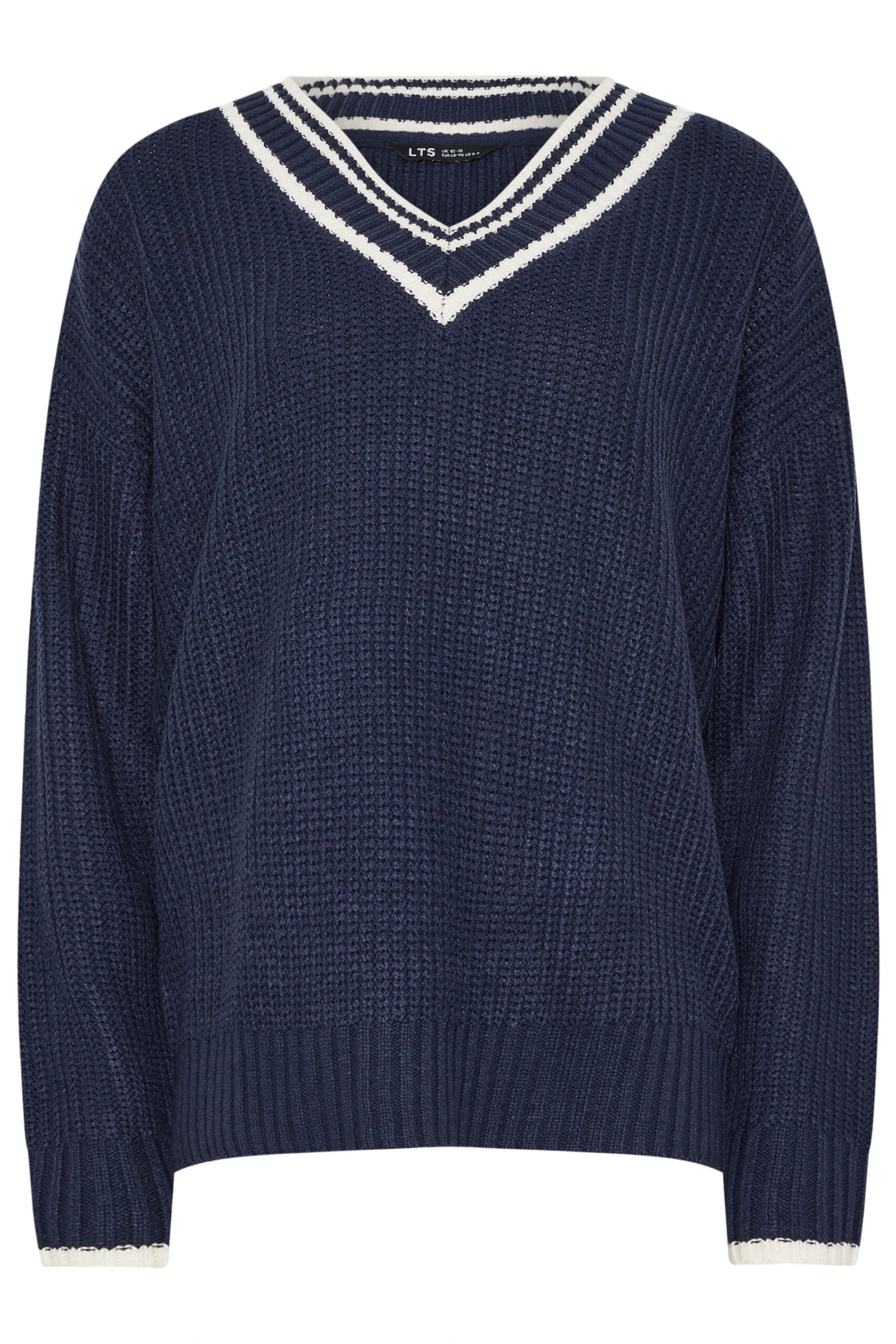 LTS Tall Navy Blue Contrast V-Neck Jumper 8 LTS Tall Navy Blue Contrast V-Neck Jumper – Image 6