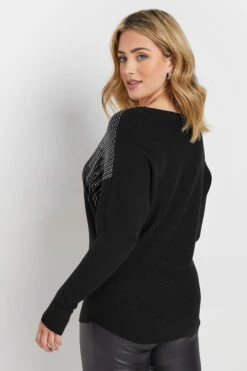 M&Co Black Stud Embellished Batwing Jumper 13 M&Co Black Stud Embellished Batwing Jumper -Evans Boutique 23c3b8f4 f844 4e 502063 D