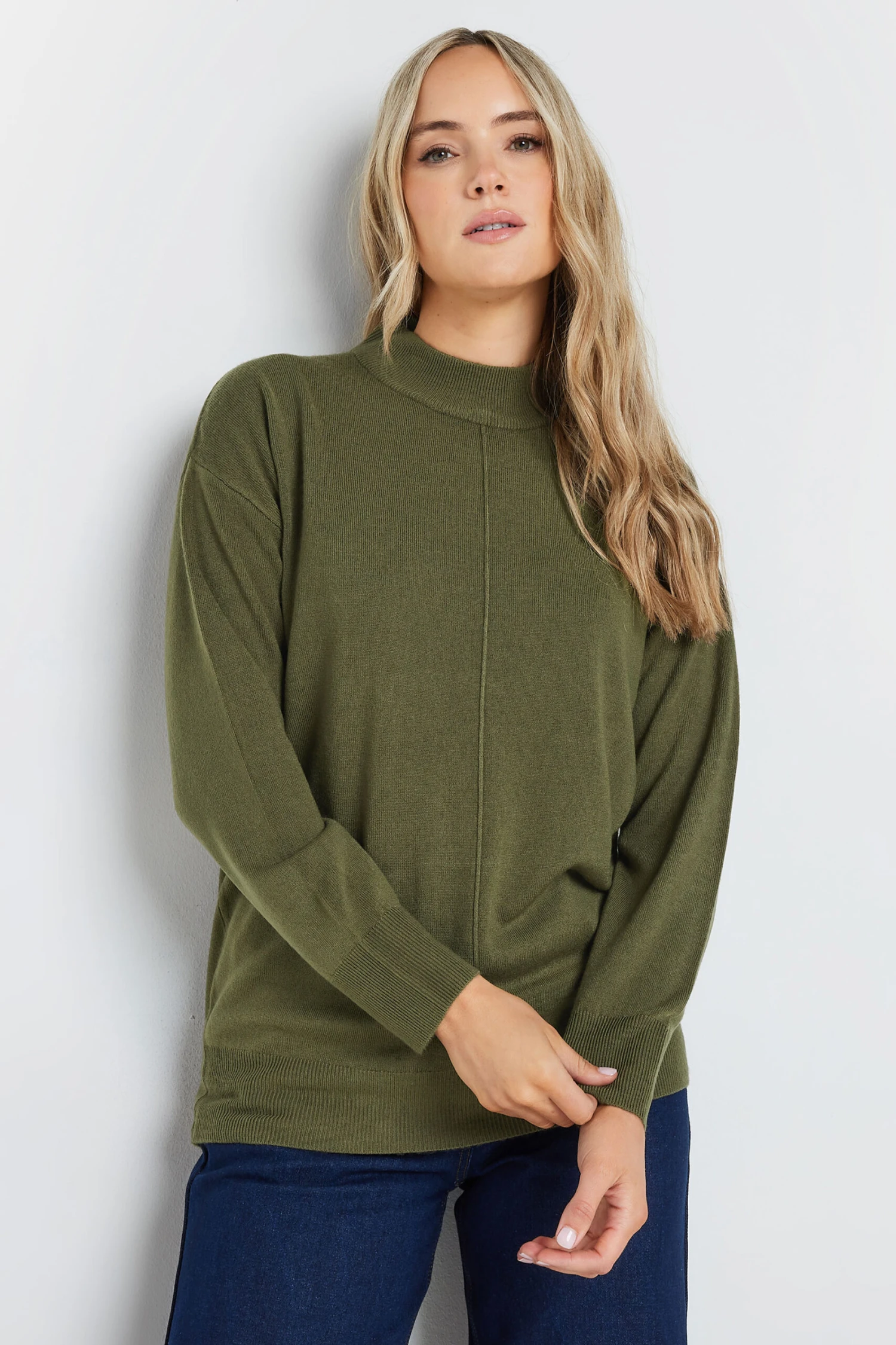LTS Tall Olive Green Turtle Neck Jumper 3 LTS Tall Olive Green Turtle Neck Jumper