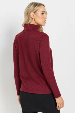 LTS Tall Burgundy Red Soft Touch Roll Neck Top 9 LTS Tall Burgundy Red Soft Touch Roll Neck Top -Evans Boutique 247d5faa 196a 44 355490 C