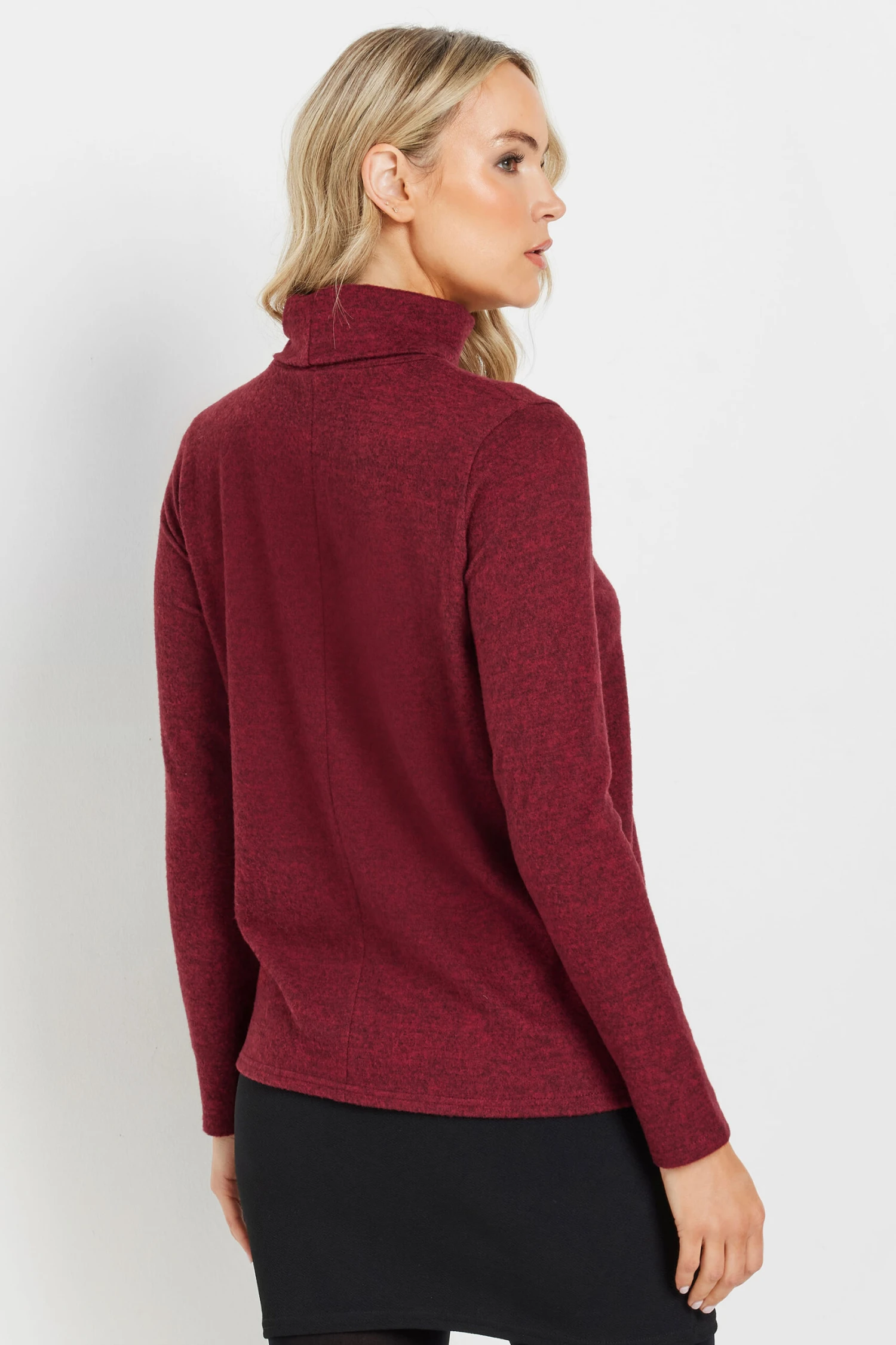 LTS Tall Burgundy Red Soft Touch Roll Neck Top 5 LTS Tall Burgundy Red Soft Touch Roll Neck Top – Image 3