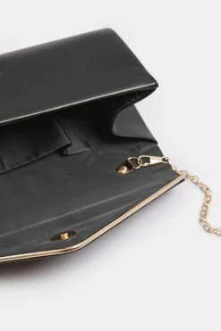 Black Faux Leather Metal Trim Clutch Bag 12 Black Faux Leather Metal Trim Clutch Bag -Evans Boutique 24f05cf7 35c8 45 246520 P2