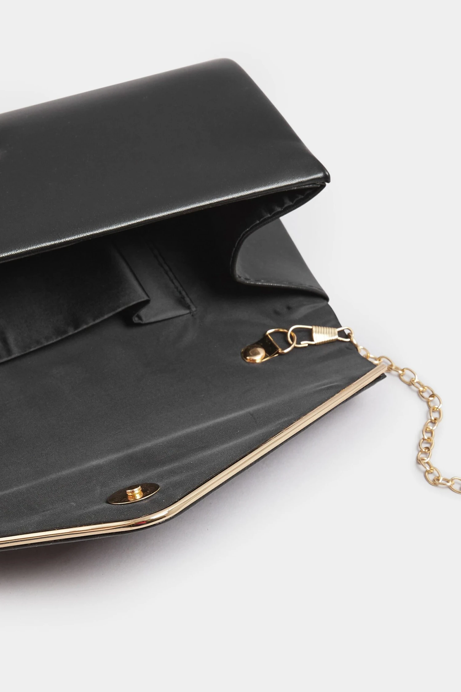 Black Faux Leather Metal Trim Clutch Bag 7 Black Faux Leather Metal Trim Clutch Bag – Image 5