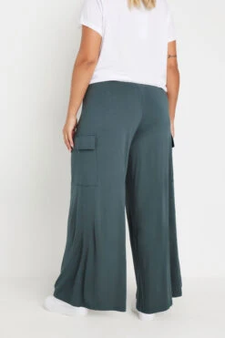 YOURS - Pantalon Cargo Wide Leg Bleu Pétrole -Evans Boutique 25455a9d 82c9 4e 310053 C