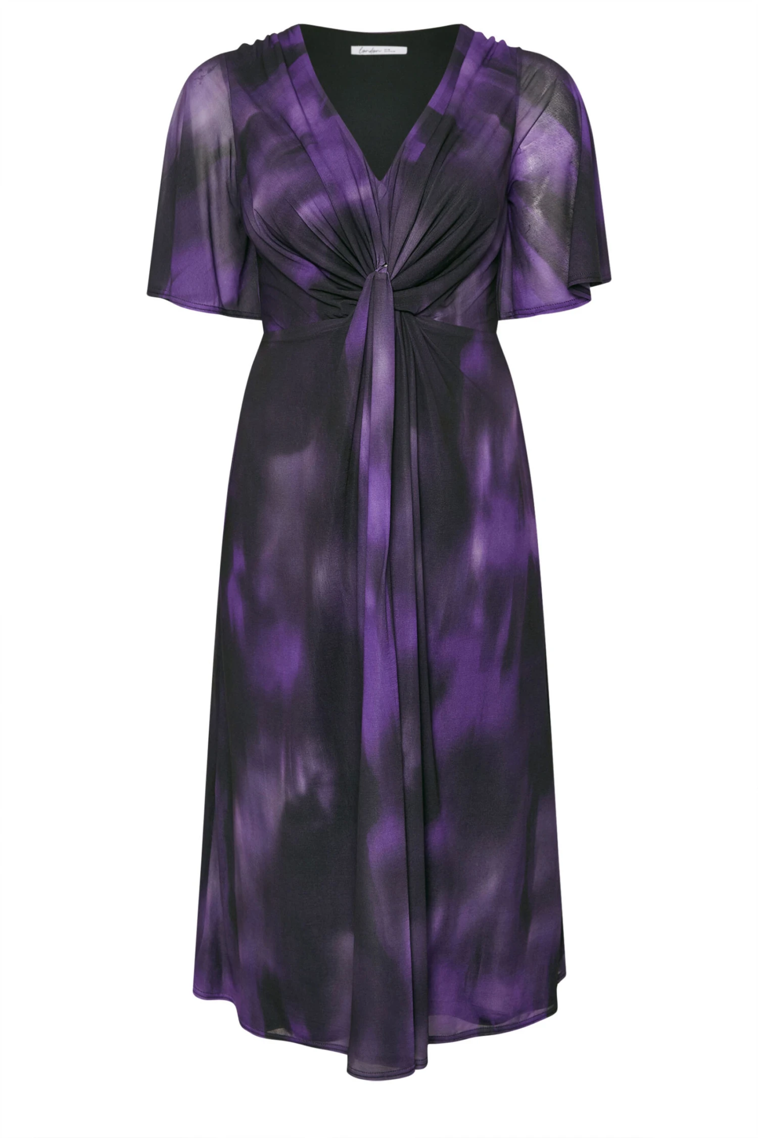 YOURS LONDON Curve Robe Longue Violette à Imprimé Abstrait Et Nœud Sur Le Devant 7 YOURS LONDON Curve Robe Longue Violette à Imprimé Abstrait Et Nœud Sur Le Devant – Image 5