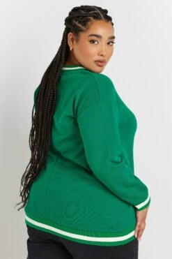 YOURS - Sweatshirt Varsity Vert & Blanc '96' -Evans Boutique 25833c7c ab1a 46 303754 D