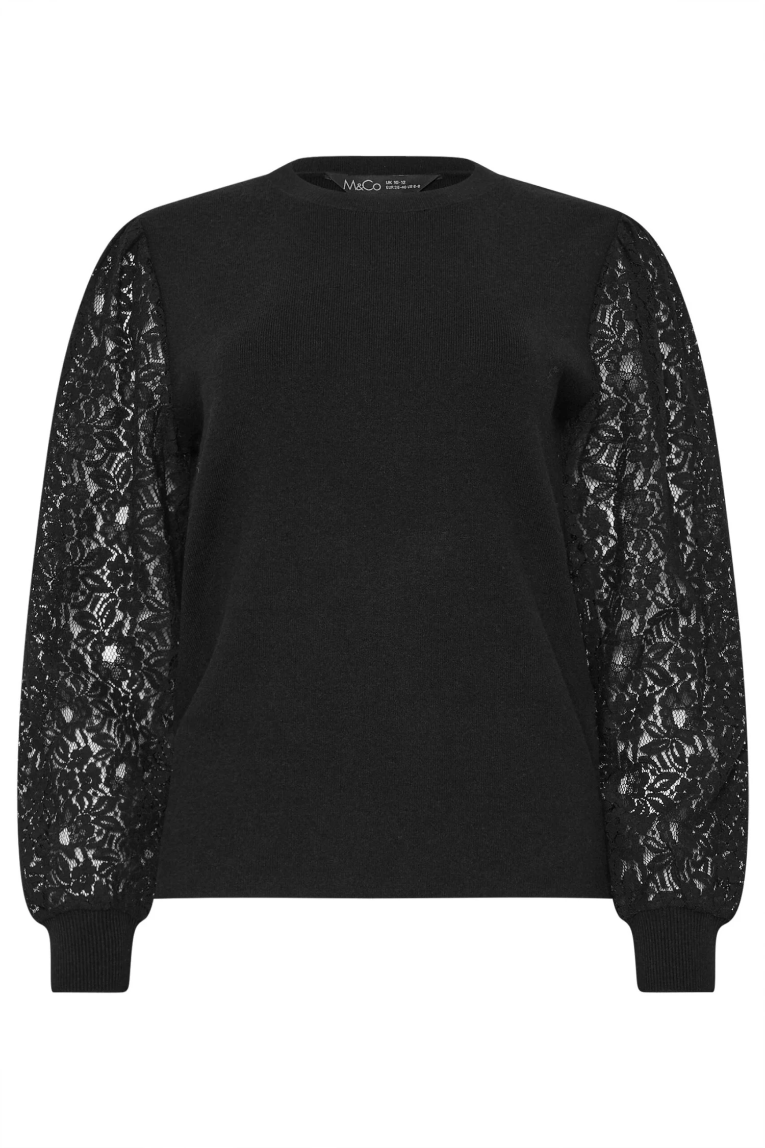 M&Co Black Floral Lace Long Sleeve Jumper 9 M&Co Black Floral Lace Long Sleeve Jumper – Image 7
