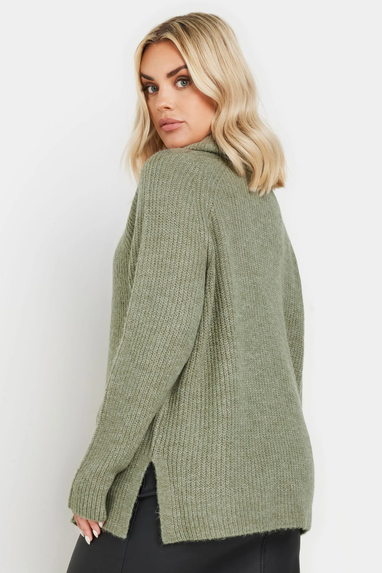 YOURS - Pull Col Roulé Vert En Maille 5 YOURS - Pull Col Roulé Vert En Maille – Image 3