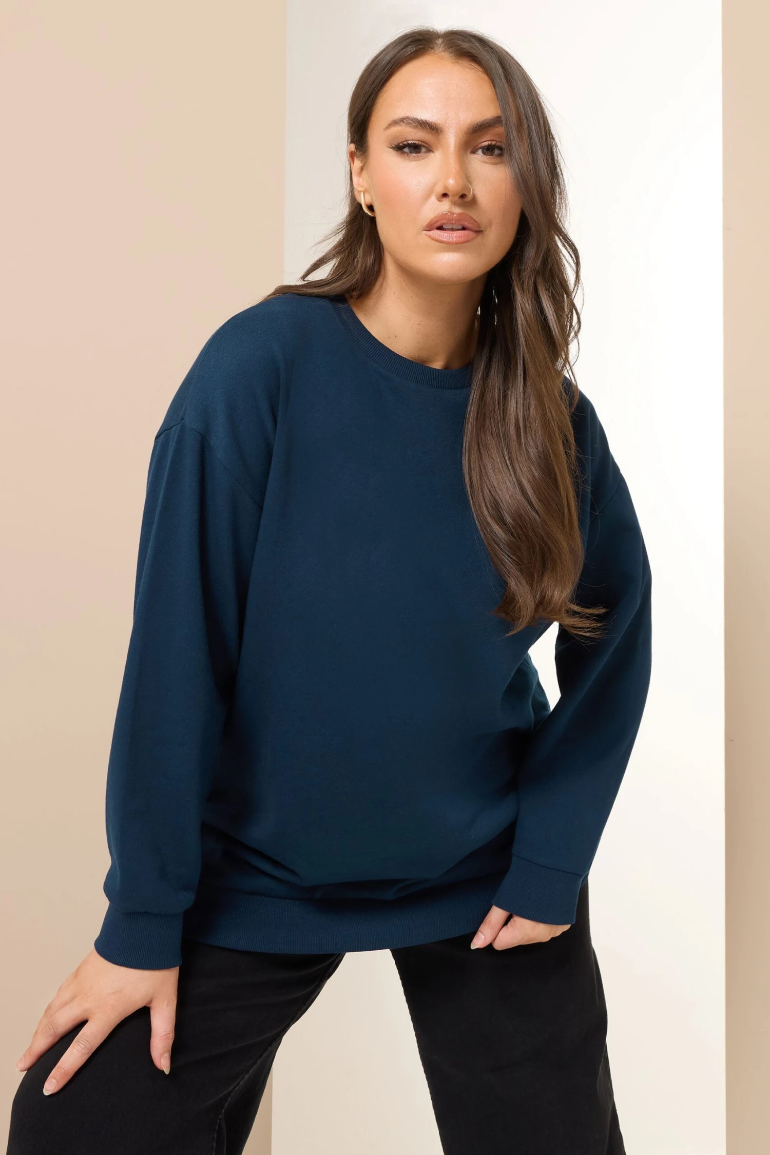 YOURS Curve Sweat-shirt à Col Rond Bleu Marine 3 YOURS Curve Sweat-shirt à Col Rond Bleu Marine