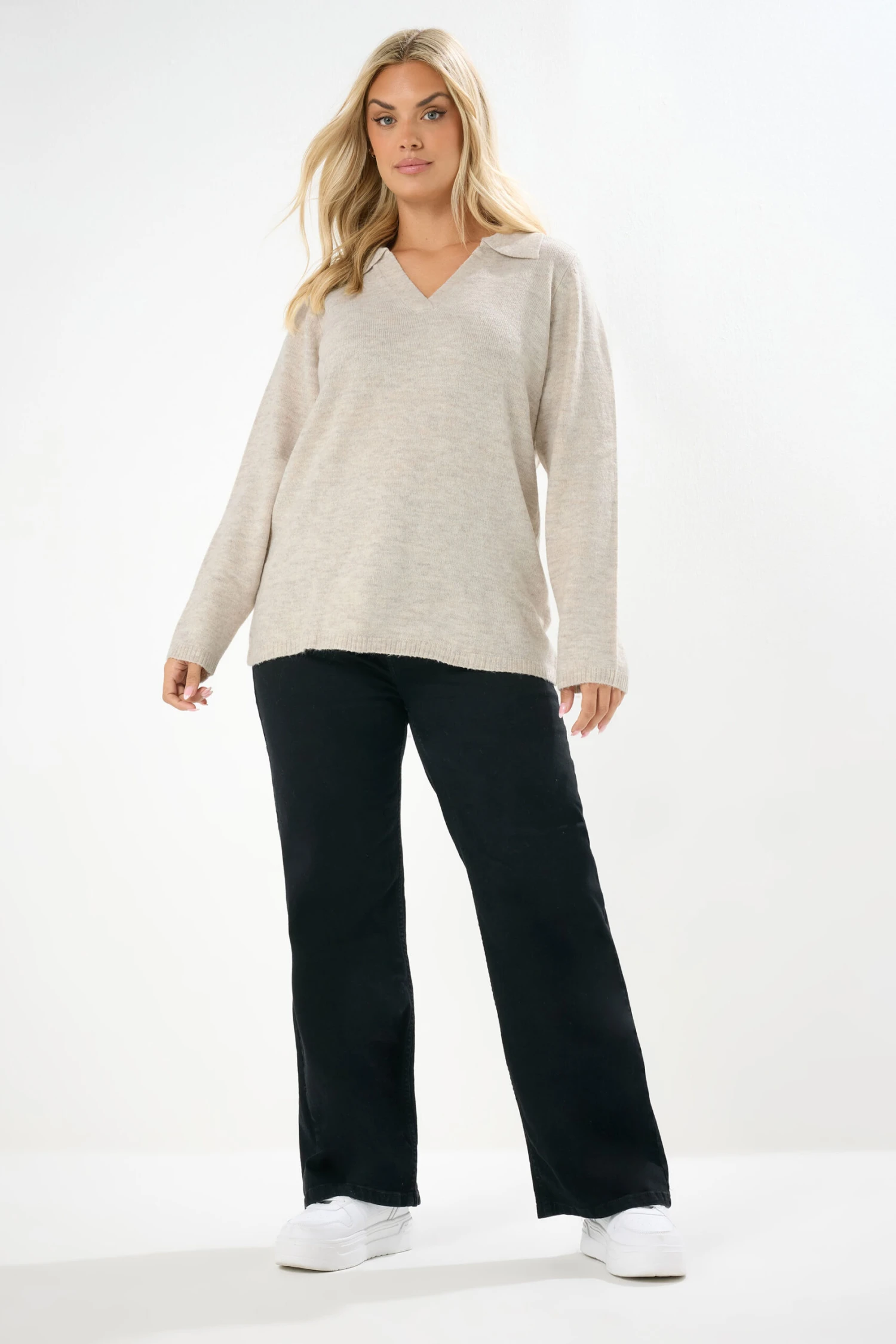 YOURS Curve Pull En Maille à Col Marron Naturel 6 YOURS Curve Pull En Maille à Col Marron Naturel – Image 4