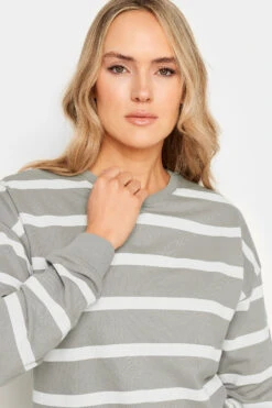 LTS Tall Grey Crew Neck Stripe Sweatshirt 10 LTS Tall Grey Crew Neck Stripe Sweatshirt -Evans Boutique 25c6665f 4c3e 4d 353264 D