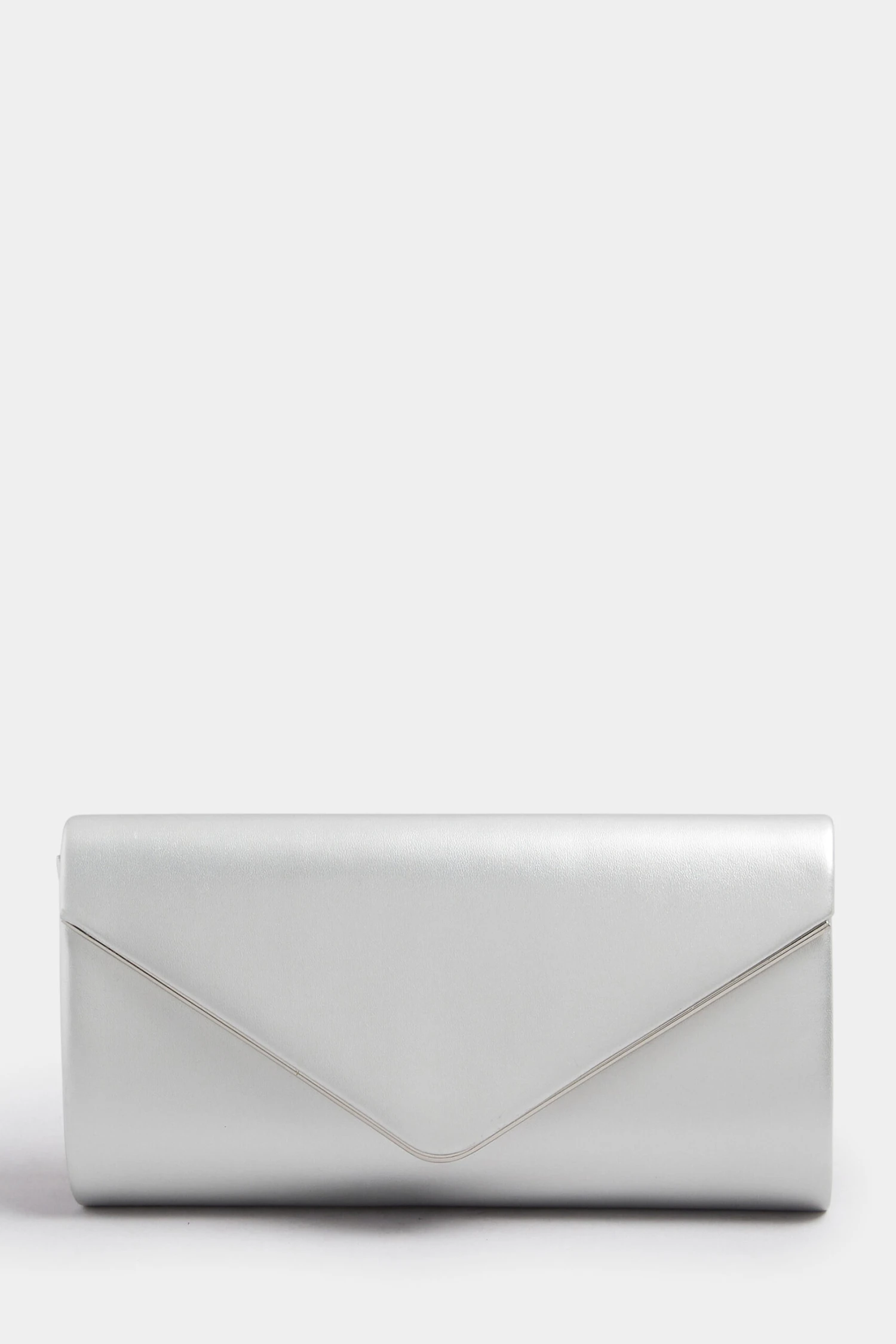 Silver Faux Leather Metal Trim Clutch Bag 5 Silver Faux Leather Metal Trim Clutch Bag – Image 3