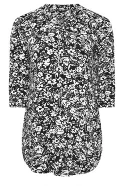 YOURS - Chemisier Noir & Blanc Floral Manches Longues En Jersey 11 YOURS - Chemisier Noir & Blanc Floral Manches Longues En Jersey -Evans Boutique 25f5ec67 81fd 46 322267 X