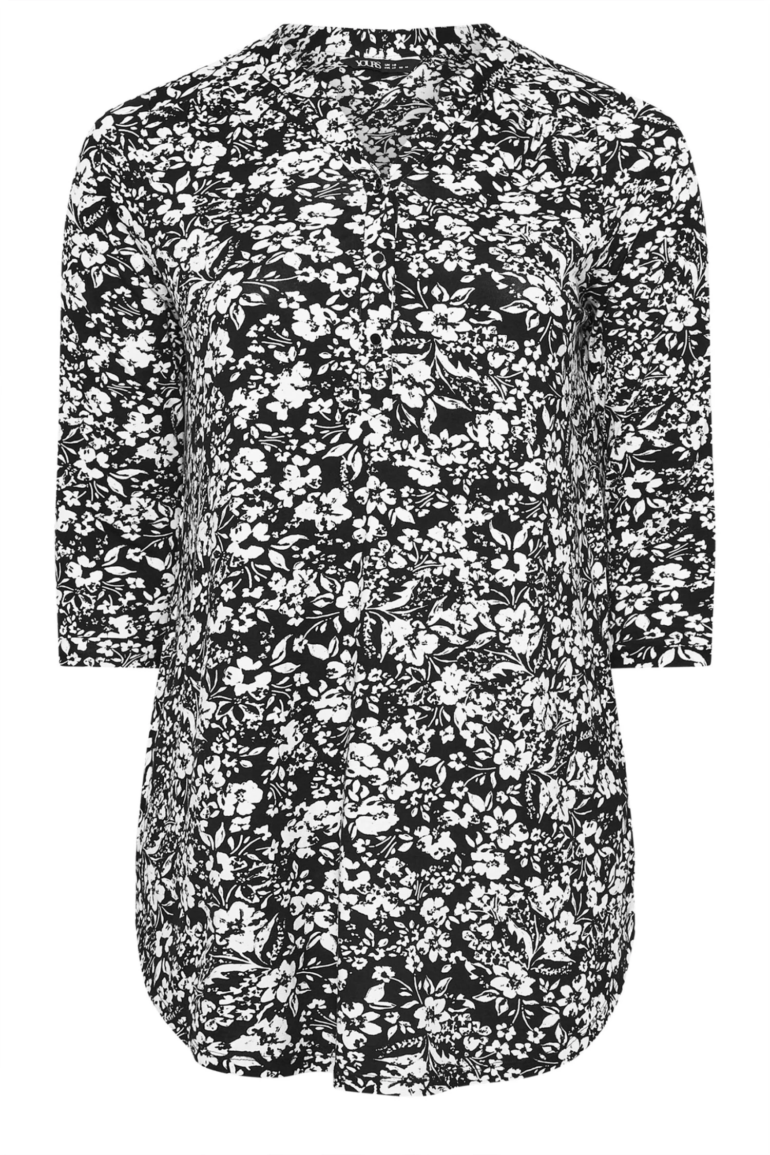 YOURS - Chemisier Noir & Blanc Floral Manches Longues En Jersey 7 YOURS - Chemisier Noir & Blanc Floral Manches Longues En Jersey – Image 5