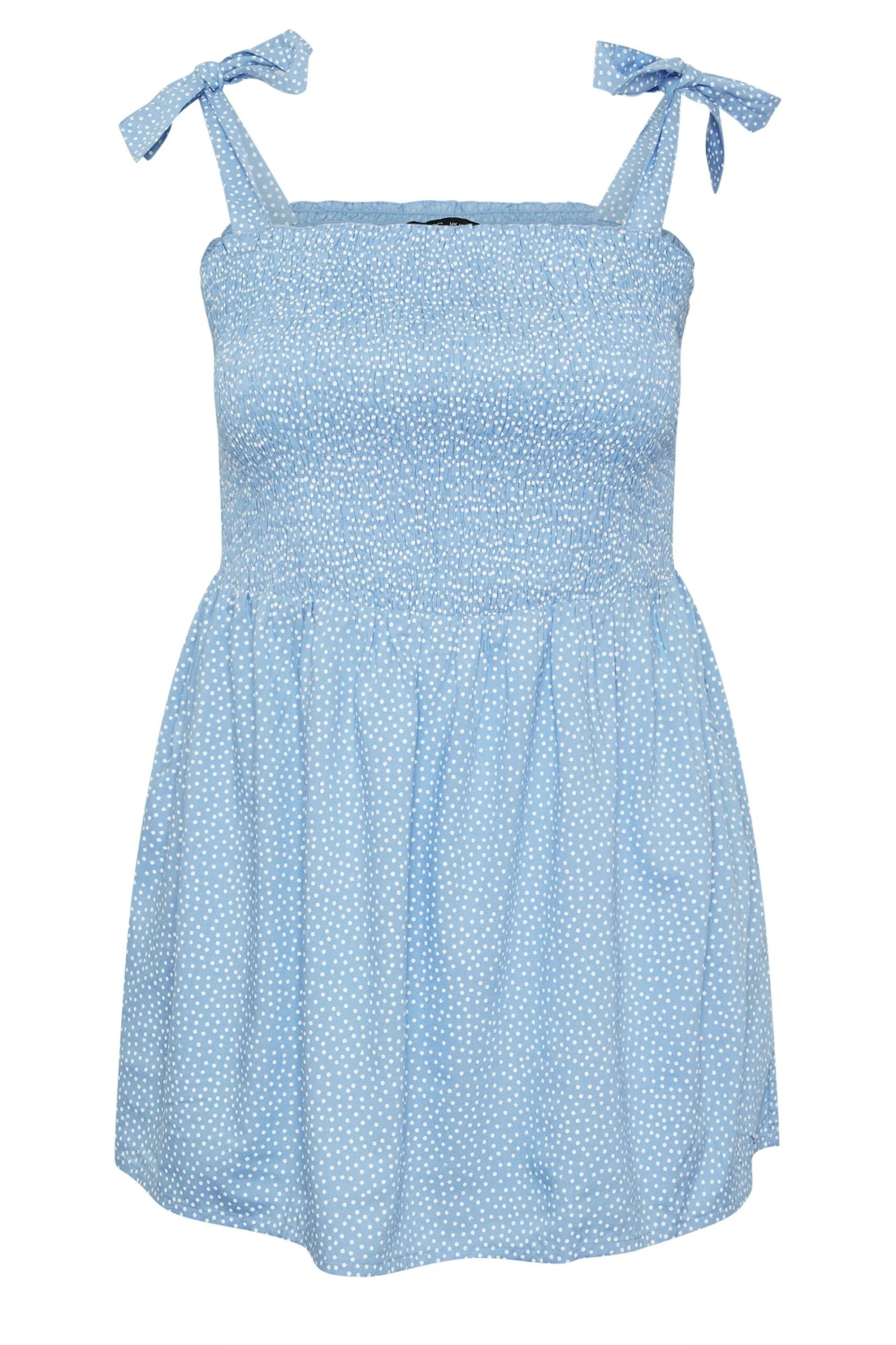 YOURS - Top Bleu Ciel à Pois Coupe Smocké Plissé 9 YOURS - Top Bleu Ciel à Pois Coupe Smocké Plissé – Image 7