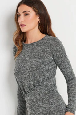 LTS Tall Grey Marl Soft Touch Ruched Top 10 LTS Tall Grey Marl Soft Touch Ruched Top -Evans Boutique 26830550 d1ed 42 355529 D