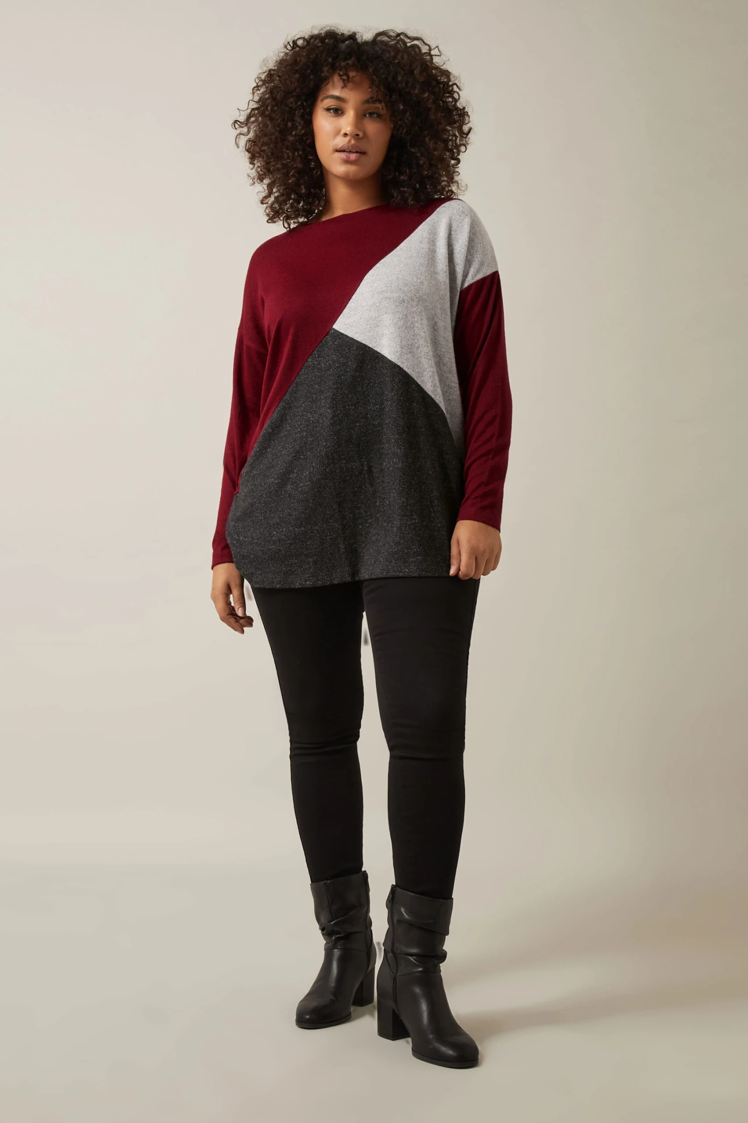 EVANS Curve Burgundy Red Colourblock Jumper 5 EVANS Curve Burgundy Red Colourblock Jumper – Image 3
