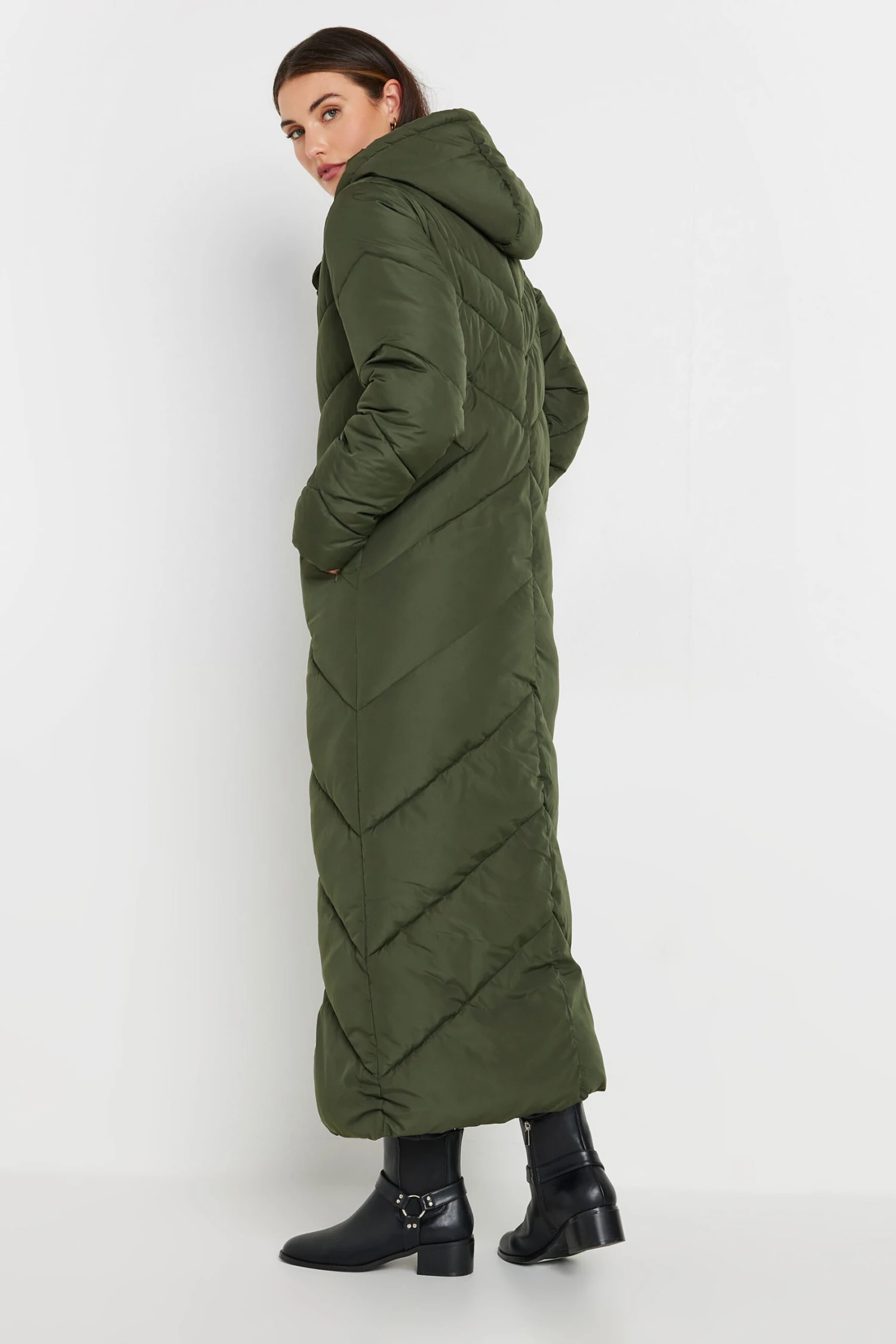 LTS Tall Green Padded Maxi Coat 6 LTS Tall Green Padded Maxi Coat – Image 4