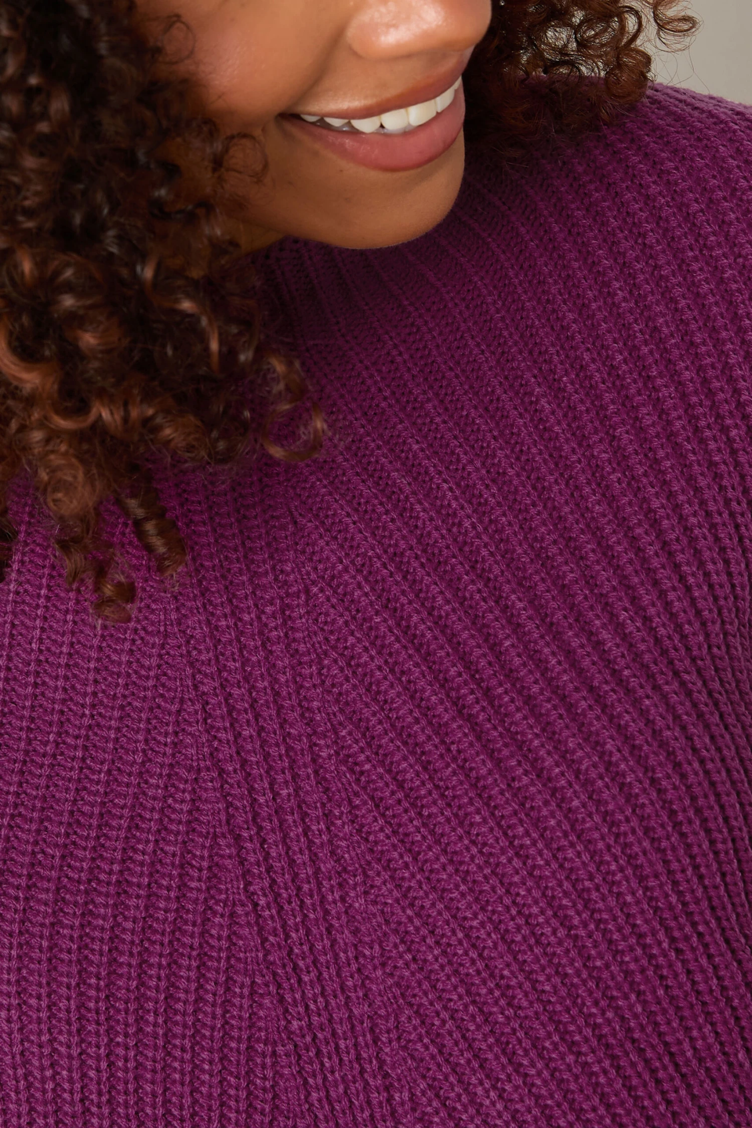 M&Co Berry Purple Funnel Neck Knitted Jumper 6 M&Co Berry Purple Funnel Neck Knitted Jumper – Image 4