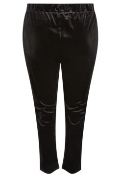 Pantalon Noir Coupe Droite En Velours -Evans Boutique 2793f24d c6d4 42 143326 Y