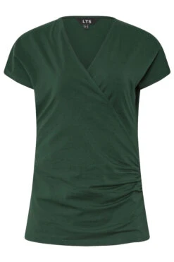 LTS Tall Dark Green Grown Sleeve Wrap Top -Evans Boutique 27acb851 b21a 4c 355933 X