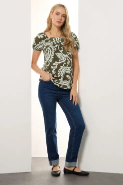 LTS Tall Green Paisley Square Neck Top -Evans Boutique 27e94f89 0680 43 356630 B