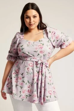 YOURS LONDON - Top Peplum Rose Floral