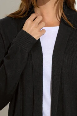 M&Co Black Shawl Collar Cardigan 10 M&Co Black Shawl Collar Cardigan -Evans Boutique 282a5d75 97af 42 502466 D