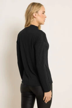 LTS Tall Black Knit Funnel Neck Top -Evans Boutique 28679fcb c408 4d 356932 C