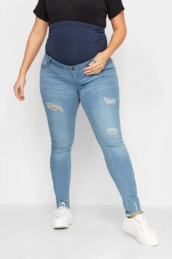 LTS Tall Maternity Blue Distressed AVA Stretch Skinny Jeans
