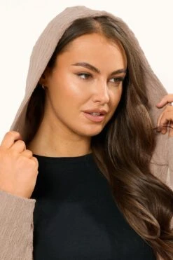 YOURS Curve Cardigan à Capuche En Maille Torsadée Marron Naturel -Evans Boutique 28ba5712 5733 44 304376 D