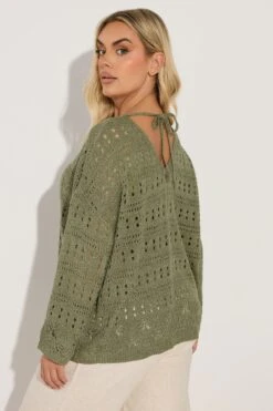 YOURS - Pull En Maille Vert Kaki Découpé Au Dos -Evans Boutique 291ea186 785c 44 280534 C