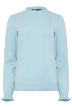 M&Co Light Blue Frill Neck Knitted Jumper 11 M&Co Light Blue Frill Neck Knitted Jumper -Evans Boutique 2990975d 13dd 41 502422 X